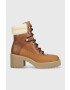 Tommy Hilfiger Кожени боти Heel Laced Monogram Boot в кафяво с висок ток - Pepit.bg