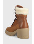 Tommy Hilfiger Кожени боти Heel Laced Monogram Boot в кафяво с висок ток - Pepit.bg