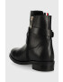 Tommy Hilfiger Кожени боти Th Belt Flat Boot в черно с равна подметка - Pepit.bg