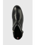 Tommy Hilfiger Кожени боти Th Belt Flat Boot в черно с равна подметка - Pepit.bg