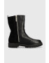 Tommy Hilfiger Кожени боти Warm Lining Boot в черно с равна подметка с изолация - Pepit.bg