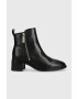 Tommy Hilfiger Кожени боти Zip Leather Mid Heel Boot в черно с висок ток - Pepit.bg