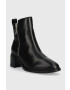 Tommy Hilfiger Кожени боти Zip Leather Mid Heel Boot в черно с висок ток - Pepit.bg