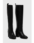 Tommy Hilfiger Кожени ботуши Zip High Heel Longboot в черно с висок ток - Pepit.bg