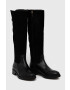 Tommy Hilfiger Кожени ботуши Th Suede Longboot в черно с равна подметка - Pepit.bg