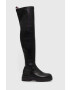 Tommy Hilfiger Кожени ботуши Monochromatic Over The Knee Boot в черно с платформа - Pepit.bg