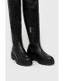 Tommy Hilfiger Кожени ботуши Monochromatic Over The Knee Boot в черно с платформа - Pepit.bg