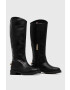 Tommy Hilfiger Кожени ботуши Tommy Twist Flat Longboot в черно с равна подметка - Pepit.bg