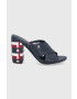 Tommy Hilfiger Кожени чехли дамски в тъмносиньо с висок ток - Pepit.bg