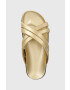 Tommy Hilfiger Кожени чехли STRAP FEMININE SANDAL GOLDEN в златисто FW0FW06994 - Pepit.bg