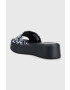 Tommy Hilfiger Кожени чехли TH SLIP ON SANDAL FLATFORM MONO в тъмносиньо с платформа FW0FW07244 - Pepit.bg