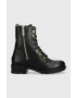 Tommy Hilfiger Кожени кубинки Th Essentials Biker Boot в черно с равна подметка с изолация - Pepit.bg