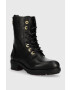 Tommy Hilfiger Кожени кубинки Th Monogram Biker Boot в черно с равна подметка - Pepit.bg