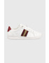 Tommy Hilfiger Кожени маратонки Signature Webbing Court Sneaker в бяло - Pepit.bg