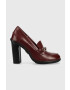 Tommy Hilfiger Кожени обувки с дебел ток Tommy Twist High Heel Loafer в бордо с висок ток - Pepit.bg