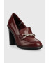 Tommy Hilfiger Кожени обувки с дебел ток Tommy Twist High Heel Loafer в бордо с висок ток - Pepit.bg