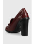 Tommy Hilfiger Кожени обувки с дебел ток Tommy Twist High Heel Loafer в бордо с висок ток - Pepit.bg