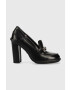 Tommy Hilfiger Кожени обувки с дебел ток Tommy Twist High Heel Loafer в черно с висок ток - Pepit.bg