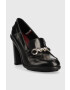 Tommy Hilfiger Кожени обувки с дебел ток Tommy Twist High Heel Loafer в черно с висок ток - Pepit.bg