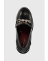 Tommy Hilfiger Кожени обувки с дебел ток Tommy Twist High Heel Loafer в черно с висок ток - Pepit.bg