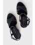 Tommy Hilfiger Кожени сандали в тъмносиньо със скосена платформа - Pepit.bg