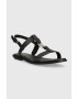 Tommy Hilfiger Кожени сандали TH FLAT SANDAL в черно - Pepit.bg