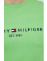 Tommy Hilfiger Памучна тениска в зелено с десен - Pepit.bg