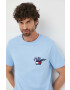 Tommy Hilfiger Памучна тениска в синьо с апликация - Pepit.bg