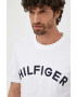 Tommy Hilfiger Памучна тениска в бяло с десен - Pepit.bg