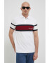 Tommy Hilfiger Памучна тениска с яка в бяло с десен - Pepit.bg