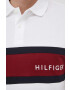 Tommy Hilfiger Памучна тениска с яка в бяло с десен - Pepit.bg