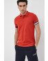 Tommy Hilfiger Памучна тениска с яка Icon в оранжево с апликация - Pepit.bg