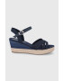Tommy Hilfiger Сандали в тъмносиньо със скосена платформа - Pepit.bg