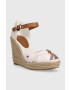 Tommy Hilfiger Сандали BASIC SEERSUCKER HIGH WEDGE в розово със скосена платформа FW0FW07160 - Pepit.bg