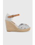 Tommy Hilfiger Сандали BASIC SEERSUCKER HIGH WEDGE в синьо със скосена платформа FW0FW07160 - Pepit.bg