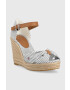 Tommy Hilfiger Сандали BASIC SEERSUCKER HIGH WEDGE в синьо със скосена платформа FW0FW07160 - Pepit.bg