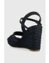 Tommy Hilfiger Сандали ESSENTIAL BASIC WEDGE SANDAL в тъмносиньо със скосена платформа FW0FW07220 - Pepit.bg