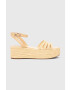 Tommy Hilfiger Сандали ESSENTIAL FLATFORM SANDAL в жълто със скосена платформа FW0FW07161 - Pepit.bg