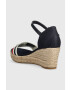 Tommy Hilfiger Сандали MID WEDGE CORPORATE в тъмносиньо със скосена платформа - Pepit.bg