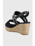 Tommy Hilfiger Сандали SEASONAL WEBBING MID WEDGE в тъмносиньо със скосена платформа FW0FW07091 - Pepit.bg