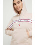 Tommy Hilfiger Суичър в бежово с качулка с десен - Pepit.bg