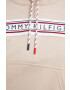 Tommy Hilfiger Суичър в бежово с качулка с десен - Pepit.bg