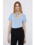 Tommy Hilfiger Тениска с лен в синьо - Pepit.bg
