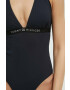 Tommy Hilfiger Цял бански в черно с леко подплатена чашка - Pepit.bg