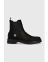 Tommy Hilfiger Велурени боти челси Th Coin Flat Boot в черно с равна подметка - Pepit.bg