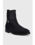 Tommy Hilfiger Велурени боти челси Th Essentials Flat Boot в тъмносиньо с равна подметка - Pepit.bg