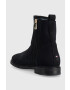 Tommy Hilfiger Велурени боти челси Th Essentials Flat Boot в тъмносиньо с равна подметка - Pepit.bg