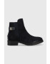 Tommy Hilfiger Велурени боти челси Th Suede Flat Boot в тъмносиньо с равна подметка - Pepit.bg