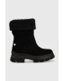 Tommy Hilfiger Велурени боти Warm Lining Suede Low Boot в черно с платформа с лека изолация - Pepit.bg