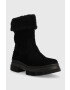 Tommy Hilfiger Велурени боти Warm Lining Suede Low Boot в черно с платформа с лека изолация - Pepit.bg